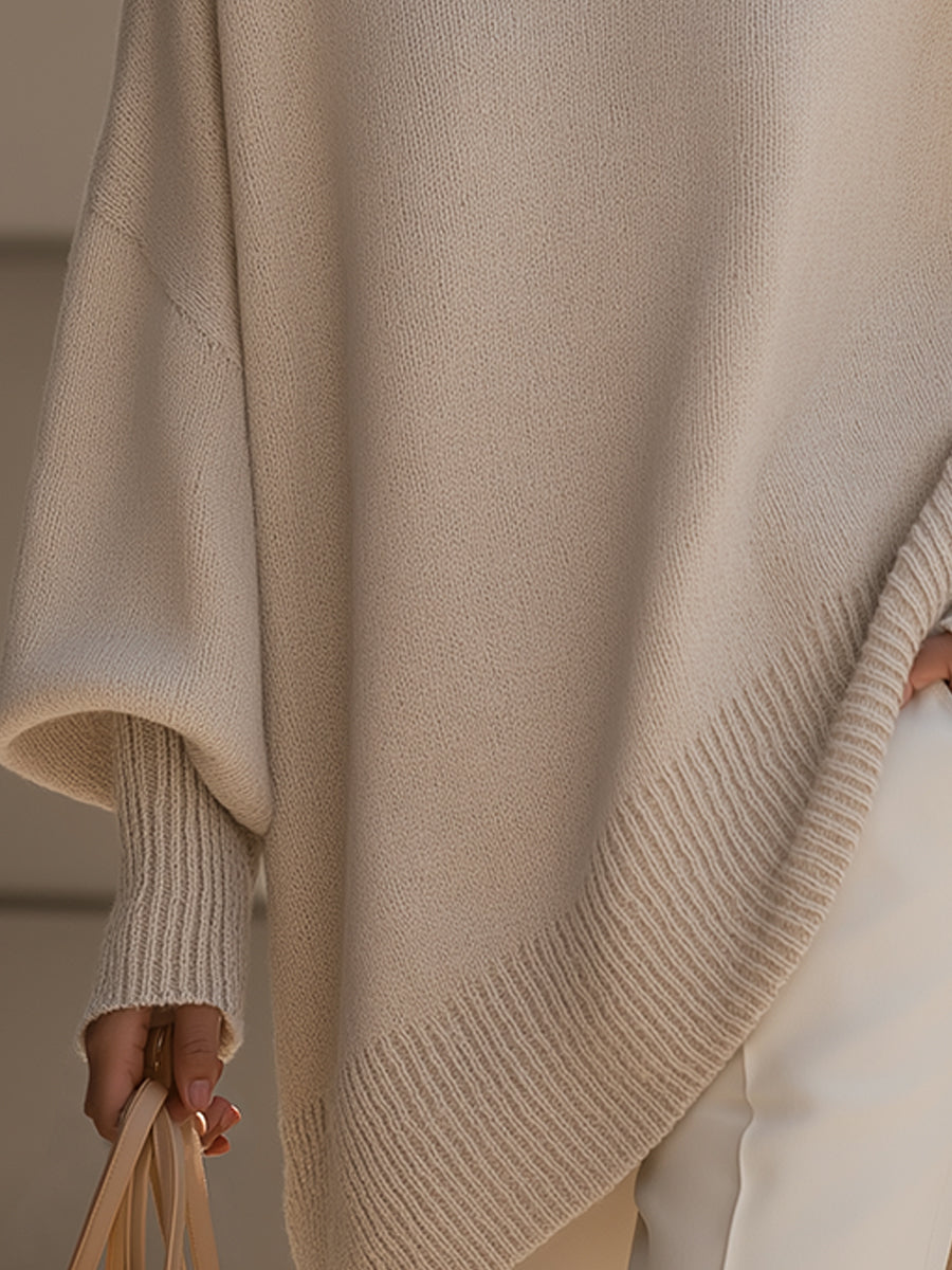 Mia - Oversized Knit Poncho Sweater