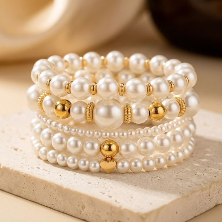 Gold Beaded Bracelet Set