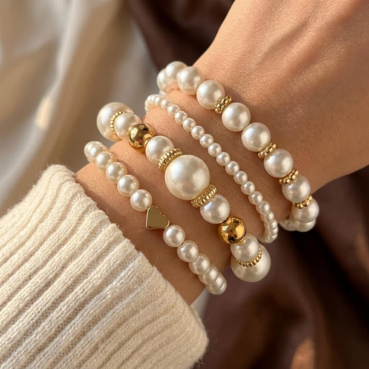 Gold Beaded Bracelet Set