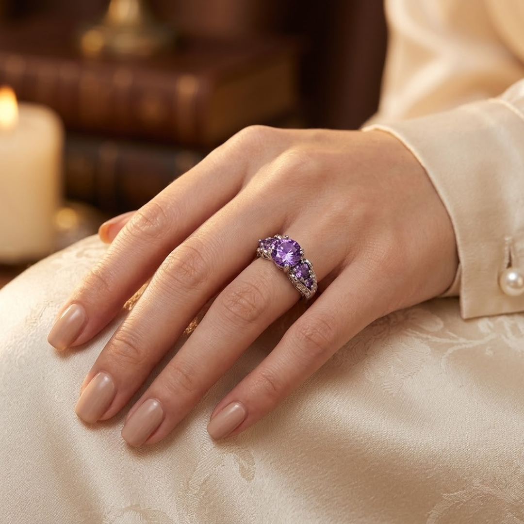 Silver Vintage Amethyst Ring
