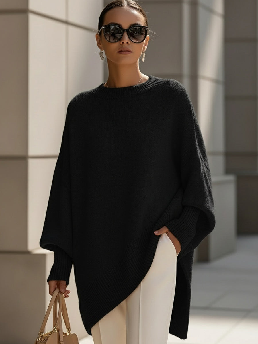 Mia - Oversized Knit Poncho Sweater