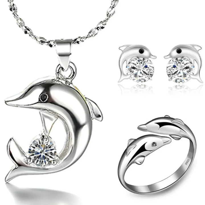 Sterling Silver Dolphin Jewelry Set