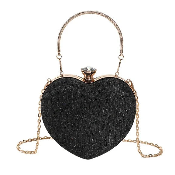 Shiny Metal Heart-Shaped Bag