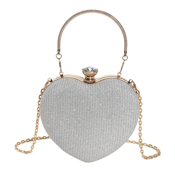 Shiny Metal Heart-Shaped Bag