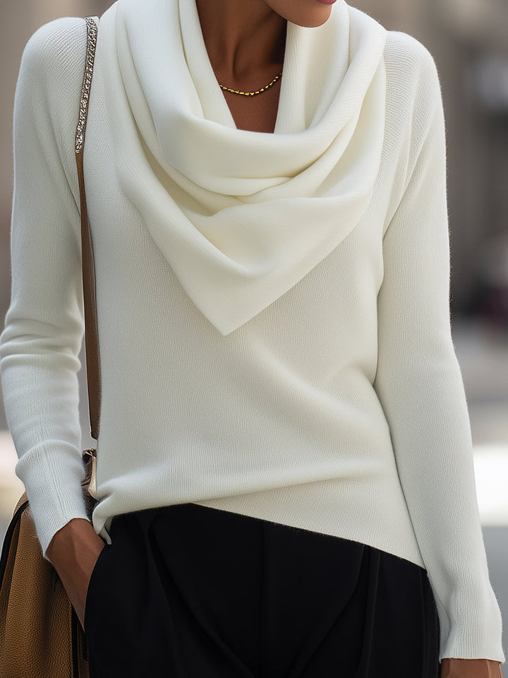 Miley - Draped Cowl Neck Long-Sleeve Top