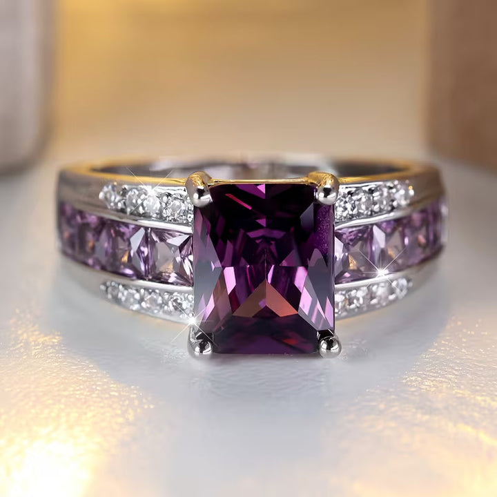 Silver Channel-Set Amethyst Ring