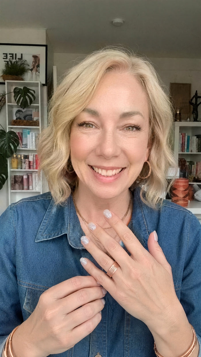 Harlow & Stone customer wearing copper jewelry